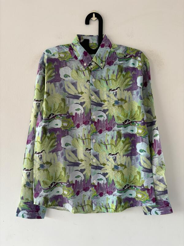 Purple and green printed shirts