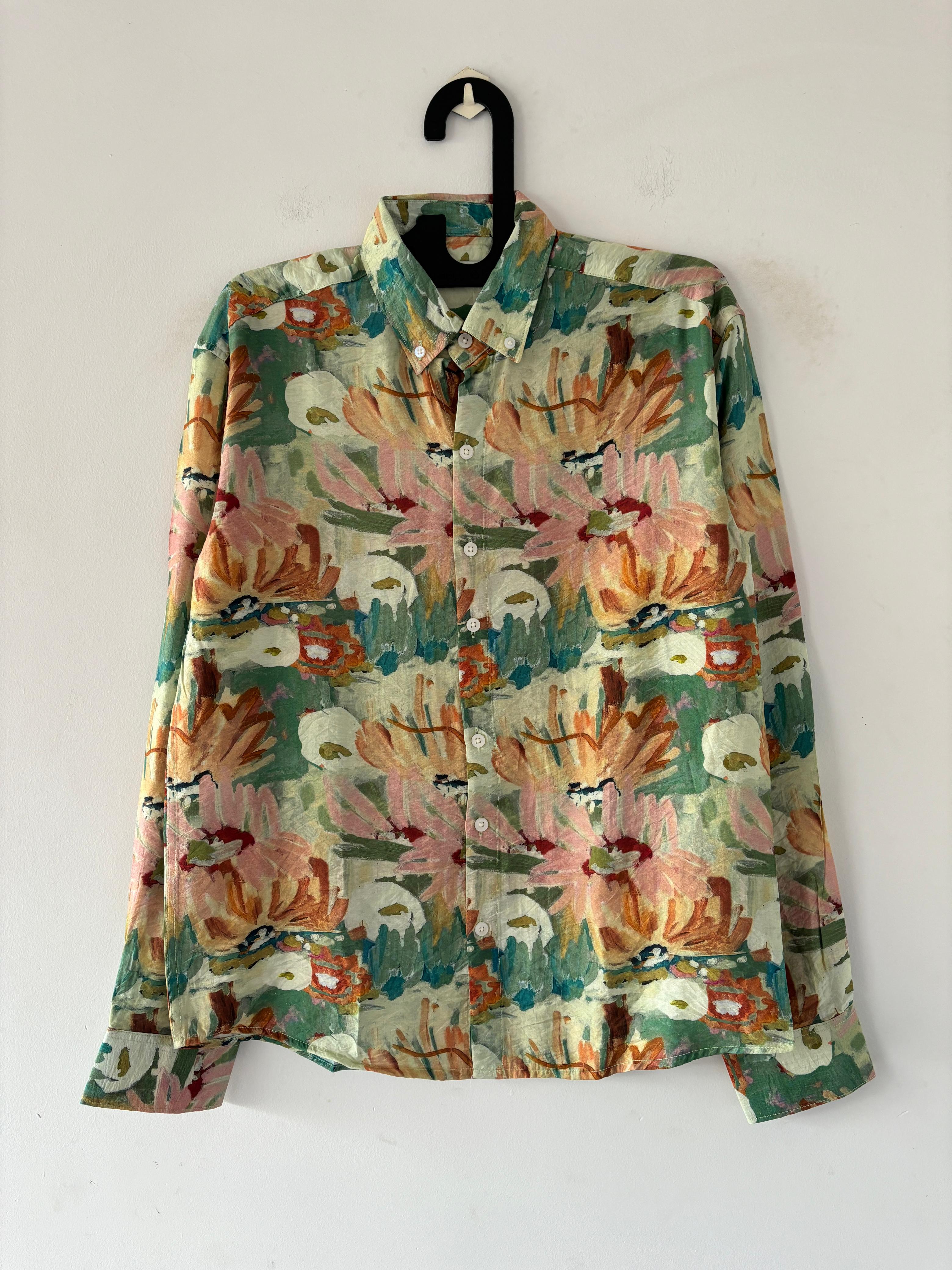 Green and orange printed shirts
