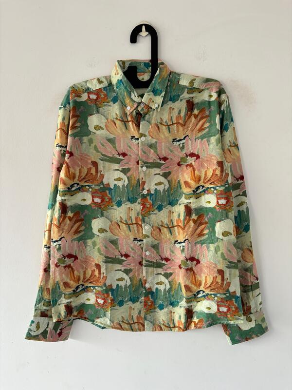 Green and orange printed shirts