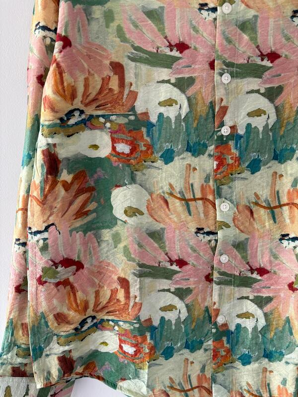 Green and orange printed shirts