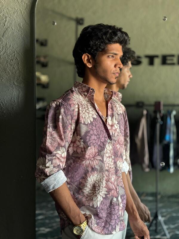 Purple floral printed shirt