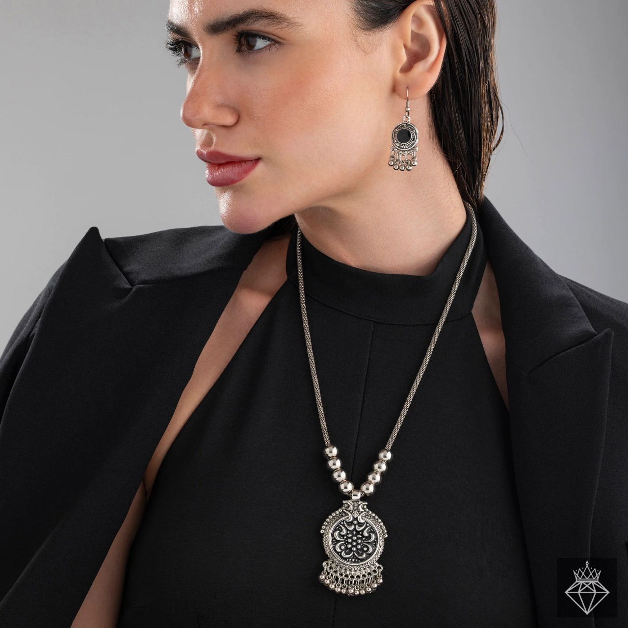 Oxidised Necklace Set With Earrings