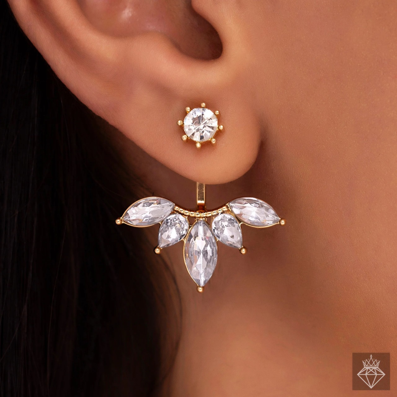 Anti-Tarnish Solitaire Designer Drop Earrings