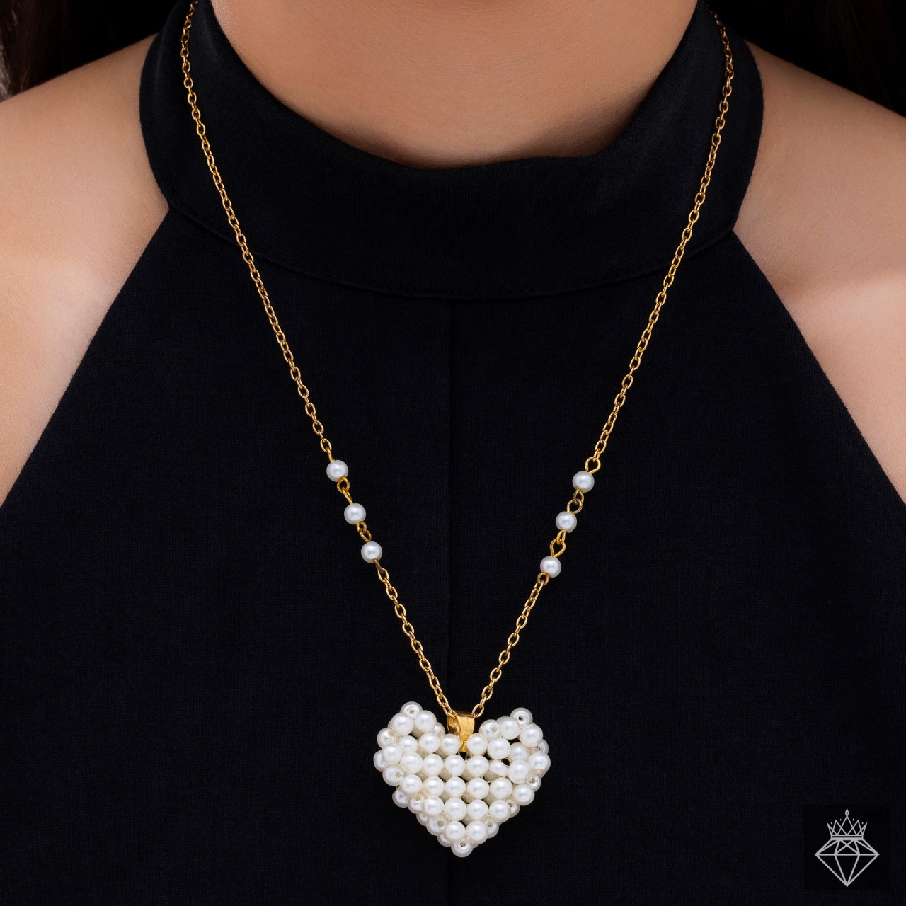 Anti-Tarnish Pearl Heart Necklace