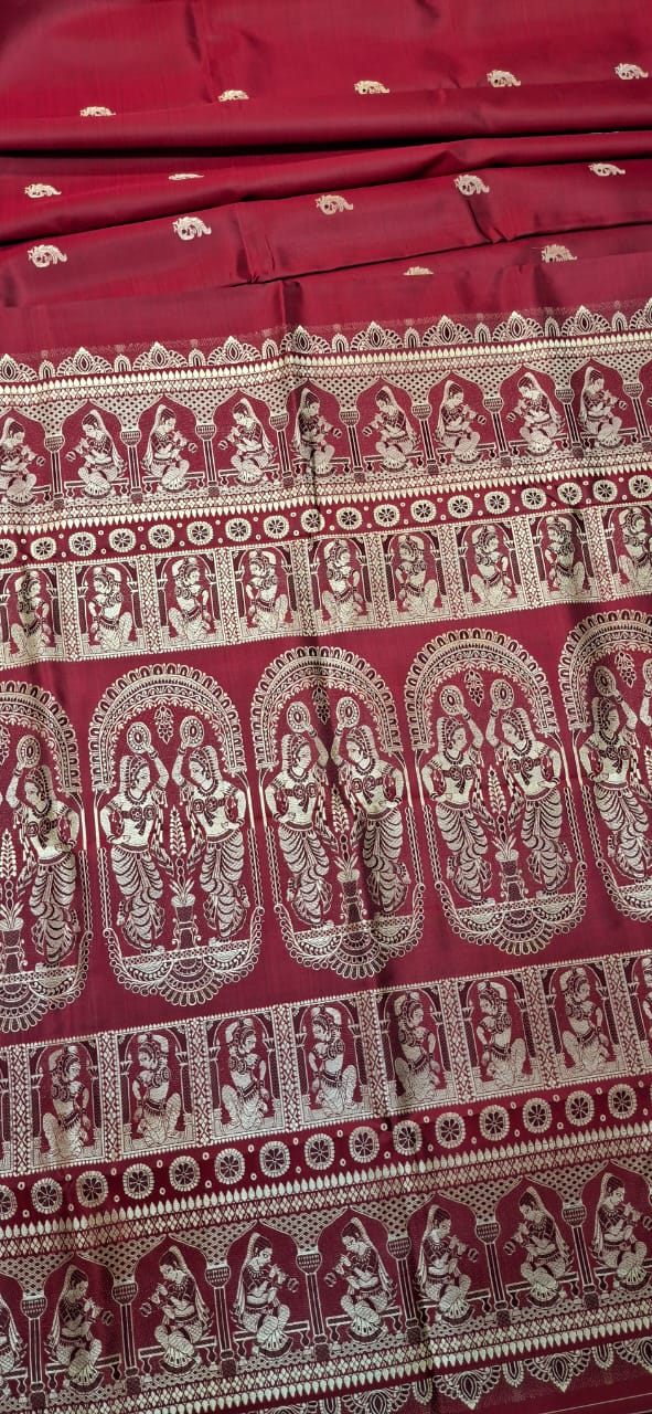 Figure motif Baluchari saree in color maroonish red Figure motif Baluchari saree in color maroonish red