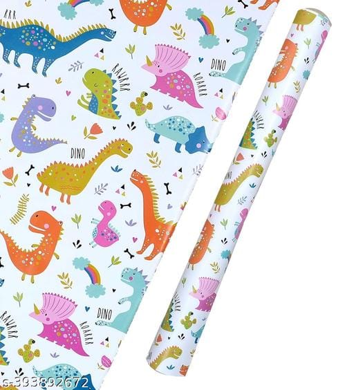 Gift Wrapping Sheet - White Dino