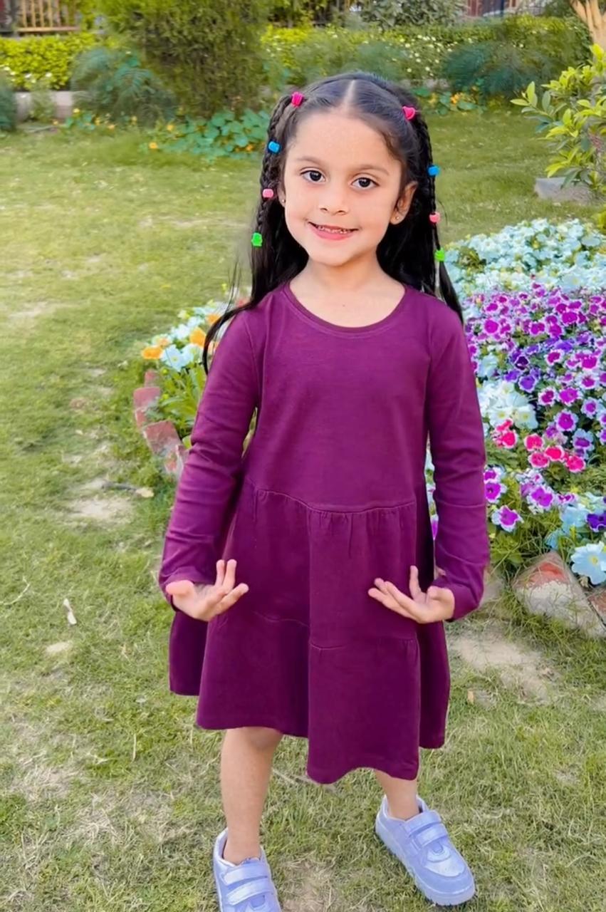 Cotton Frock - Plain - Maroon