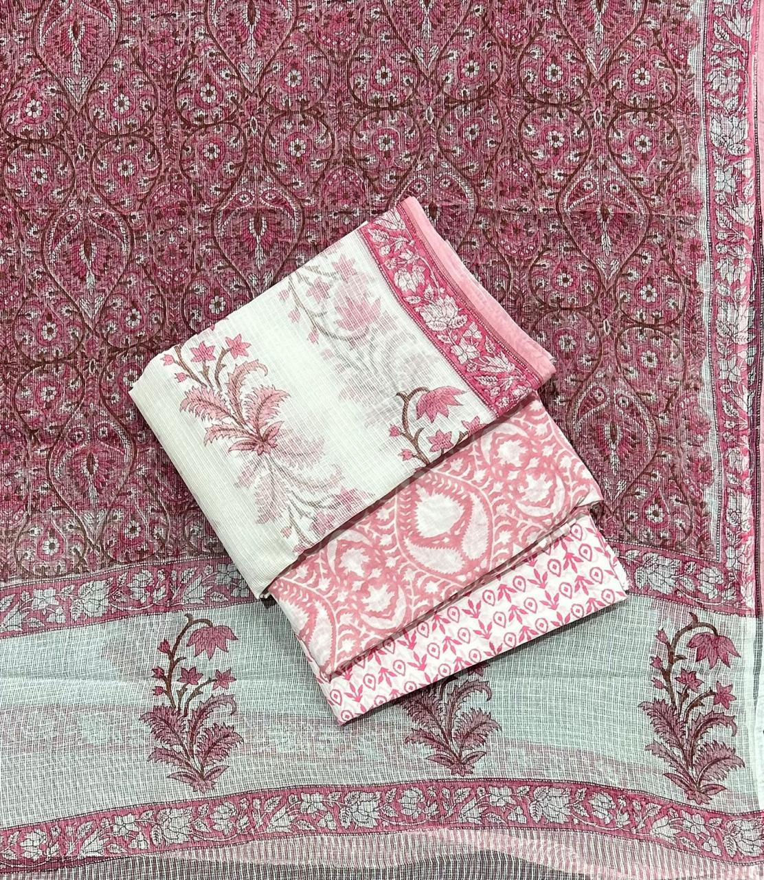 Mughal Print Cotton Kota Doria 4 Pc Suit Set #3