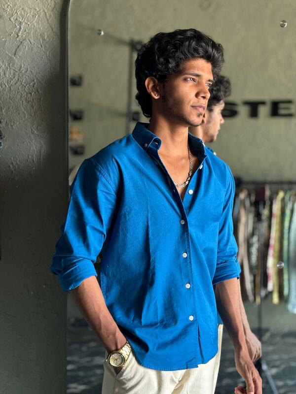 Royal blue solid shirt