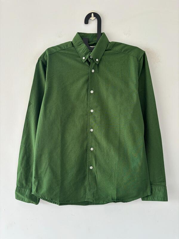 Dark moss green solid shirt
