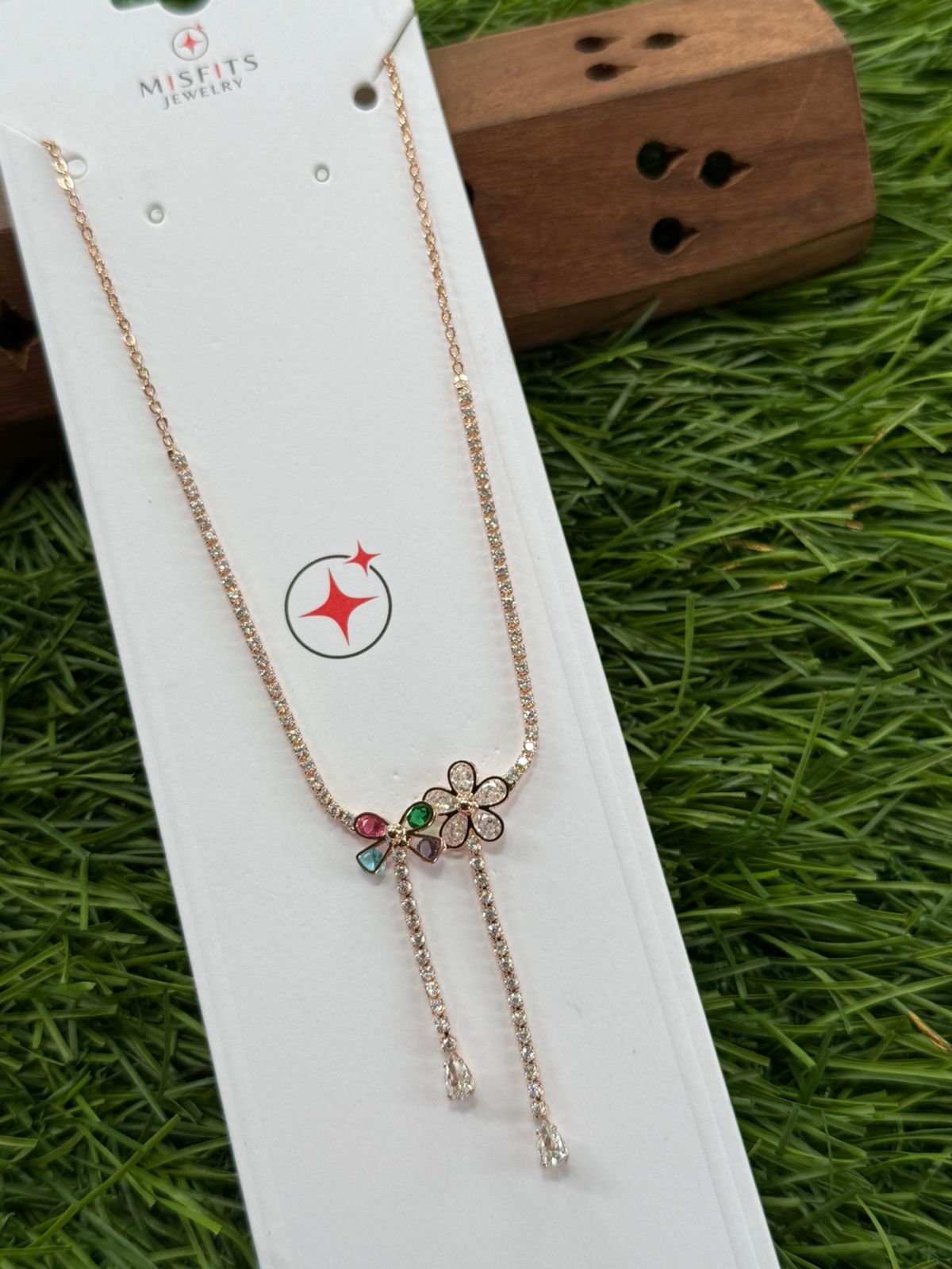 Tiny Stone Rose Gold Chain