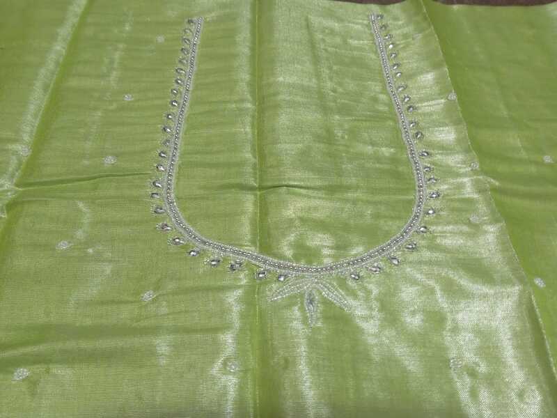 Maggam Work Blouse 1M Light Green Blue