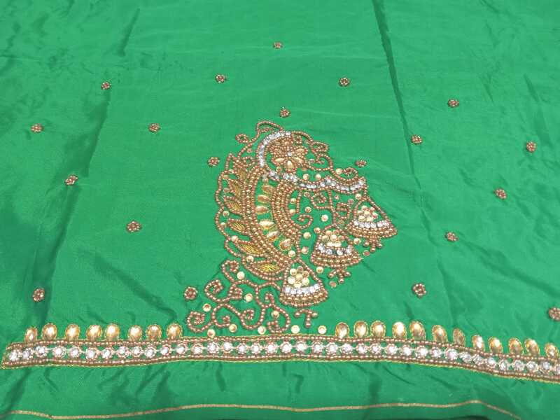 Maggam Work Blouse 1M Green Colour