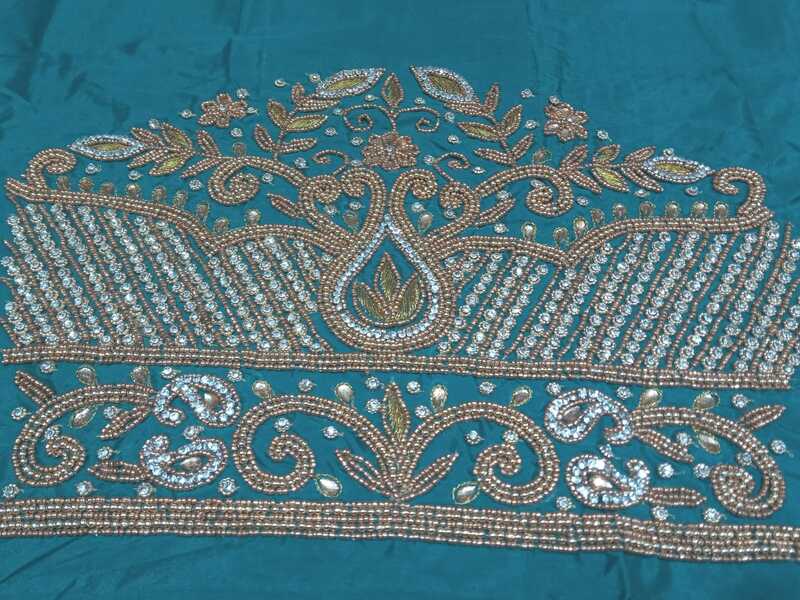 Maggam Work Blouse 1M Aqua Blue