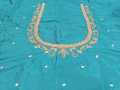 Maggam Work Blouse 1M Aqua Blue