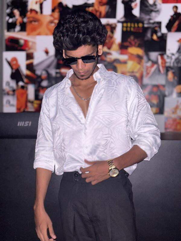 White Geometric designer shirt