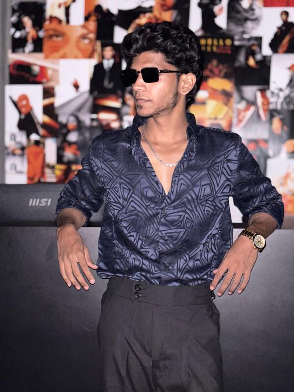 Navy Geometric designer shirt