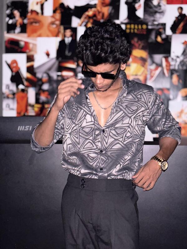 Grey Geometric designer shirt