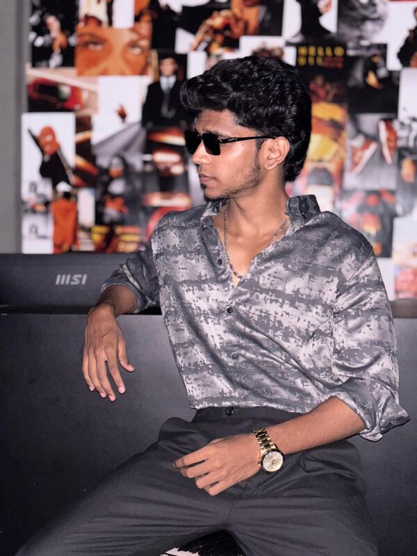 Grey Abstract striped designer shirt