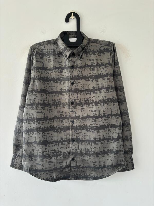 Grey Abstract striped designer shirt