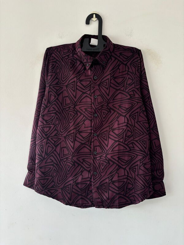Maroon Geometric designer shirt