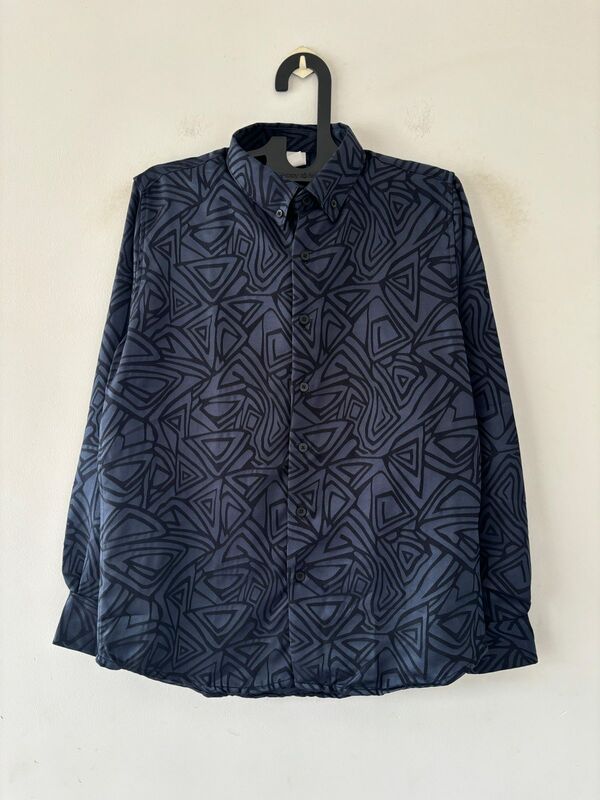 Navy Geometric designer shirt