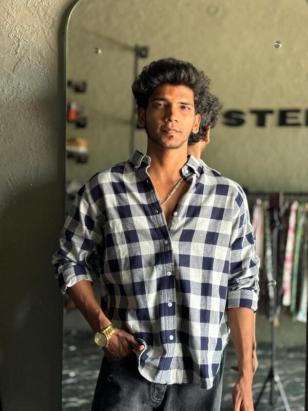 Dark blue & white Flannels shirt