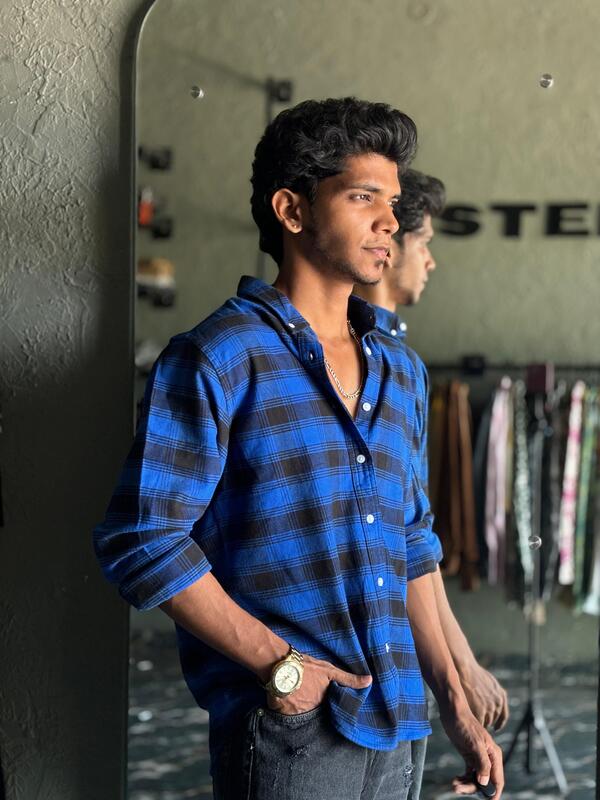 Royal blue Flannels shirt