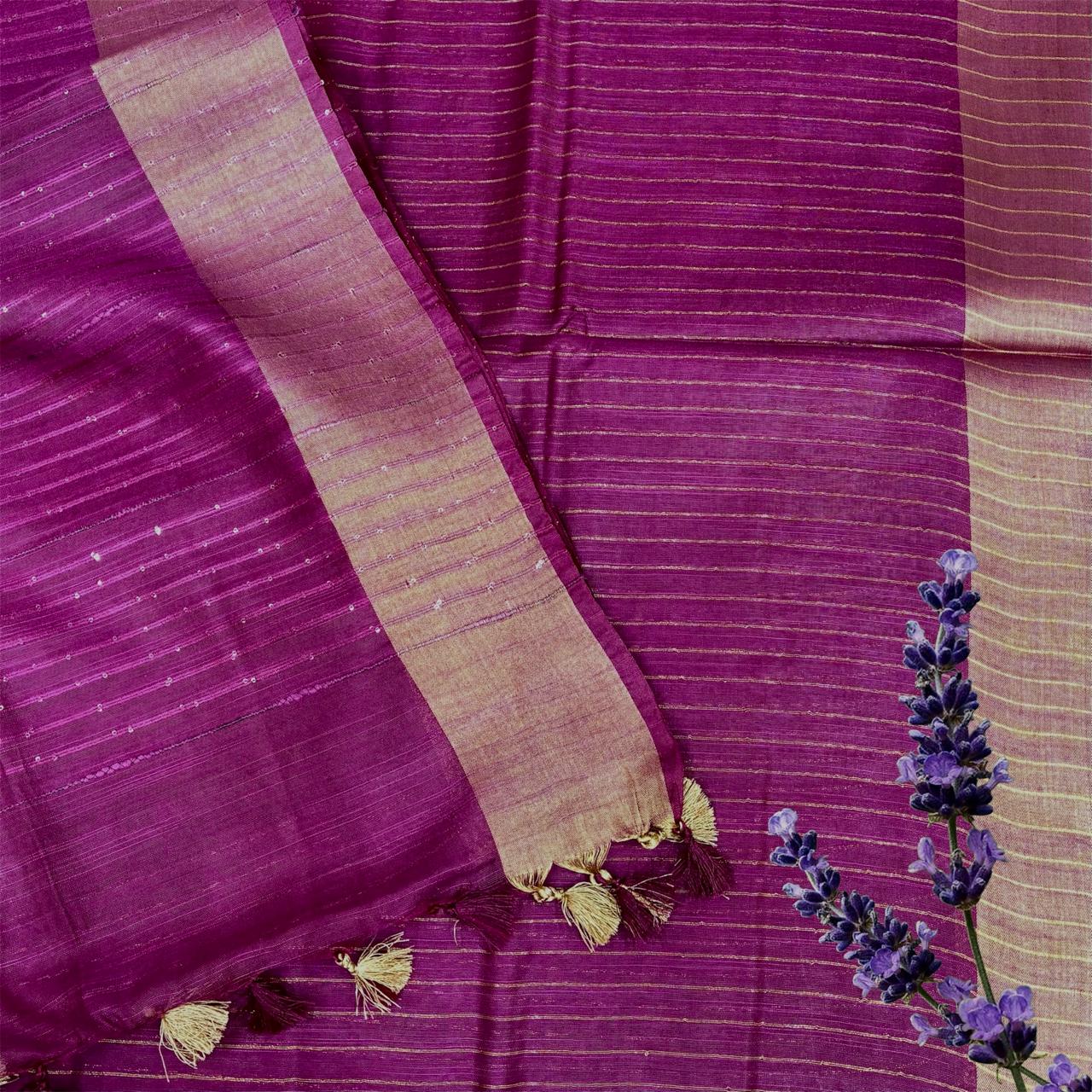Bhagalpuri Stripes Sequence Pallu Saree #5