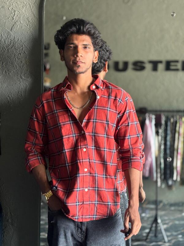 Orange & navy Flannels shirt