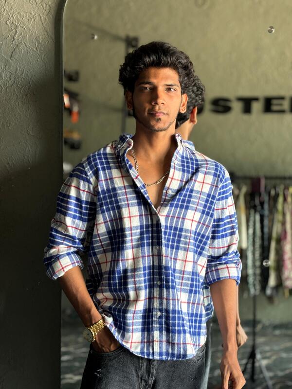 Royal blue & white Flannels shirt