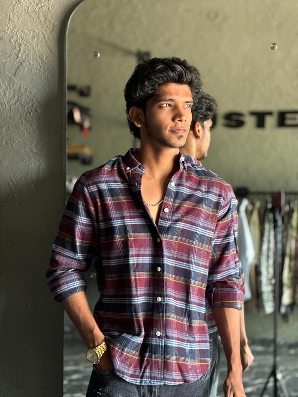 Maroon & navy Flannels shirt