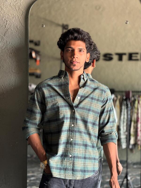 Sage green & sandal Flannels shirt