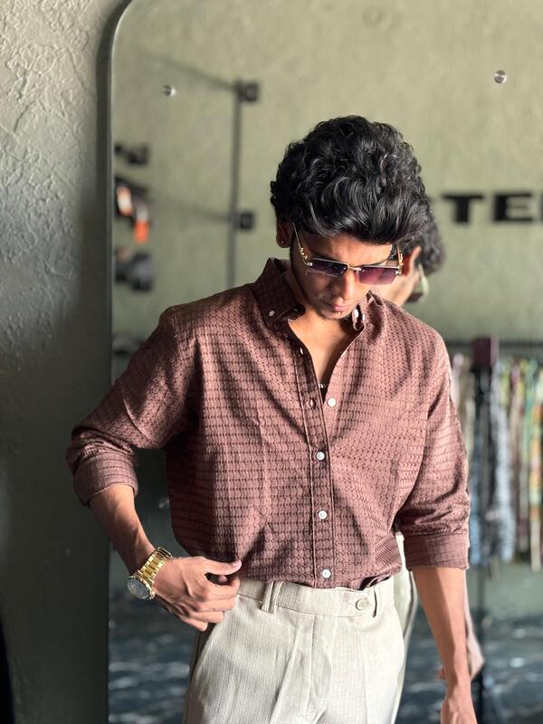 Coffee brown textured shirt