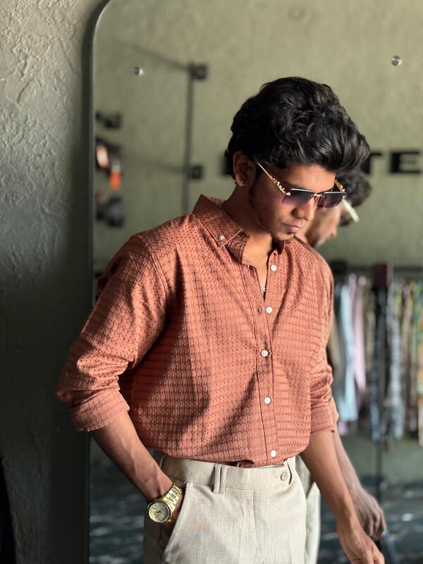 Rusted orange textured shirt