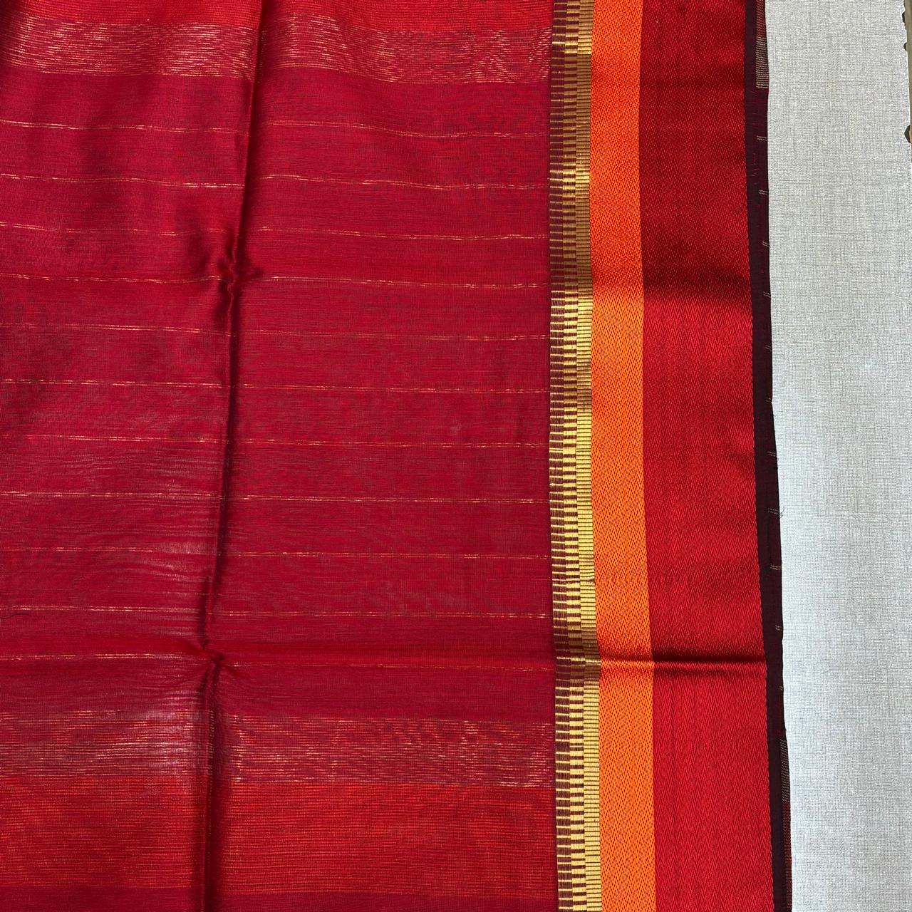 Maheshwari Silk Temple Resham Border Saree #12