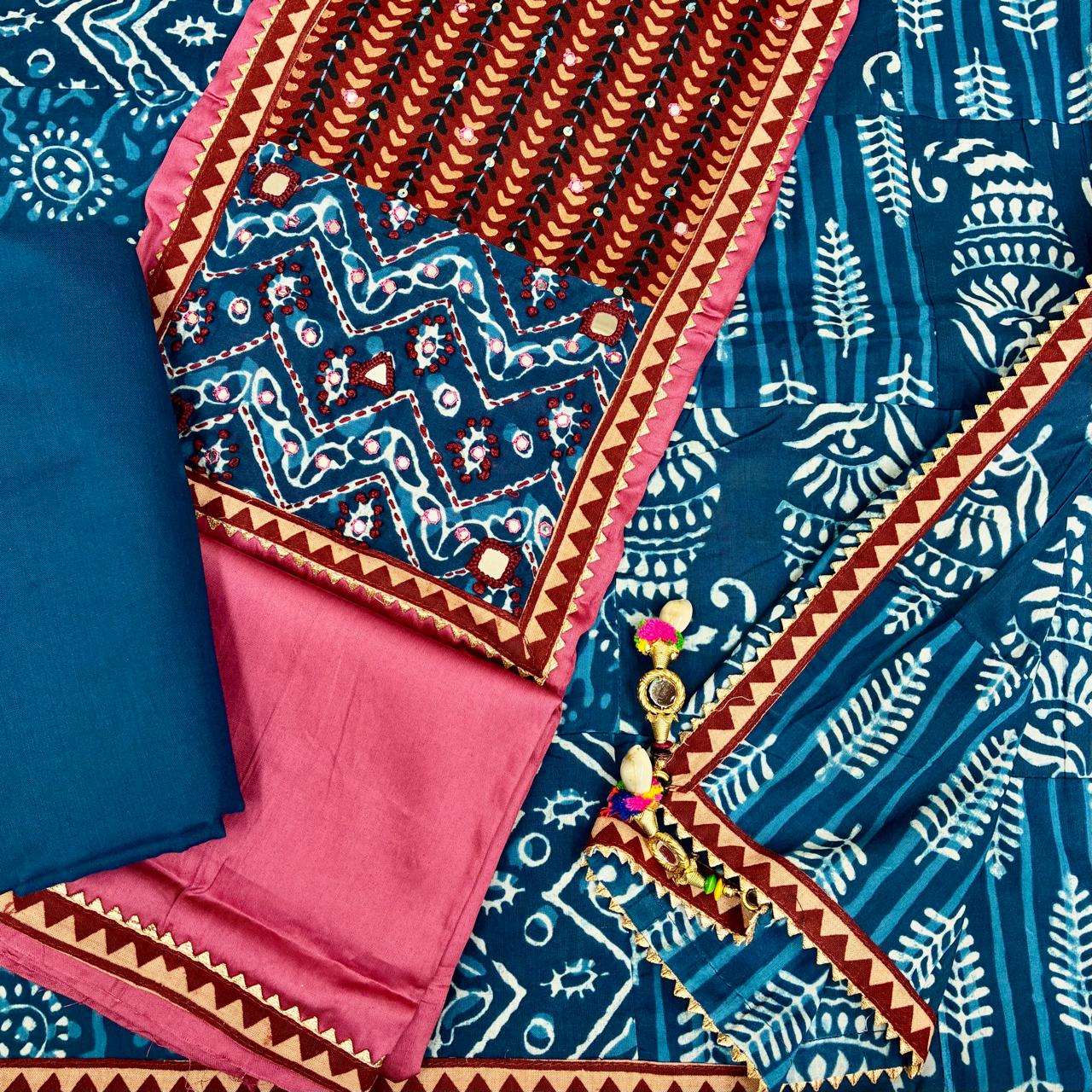 Glaze Cotton Gurjari Patch work Suit Set #2