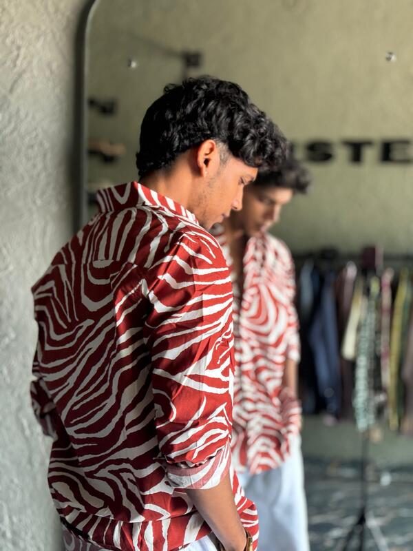 Burnt orange zebra printed shirt
