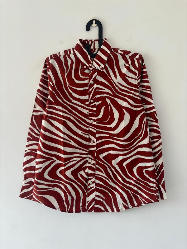 Burnt orange zebra printed shirt