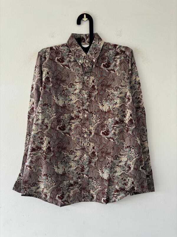 Beige & Wine Marble printed shirt