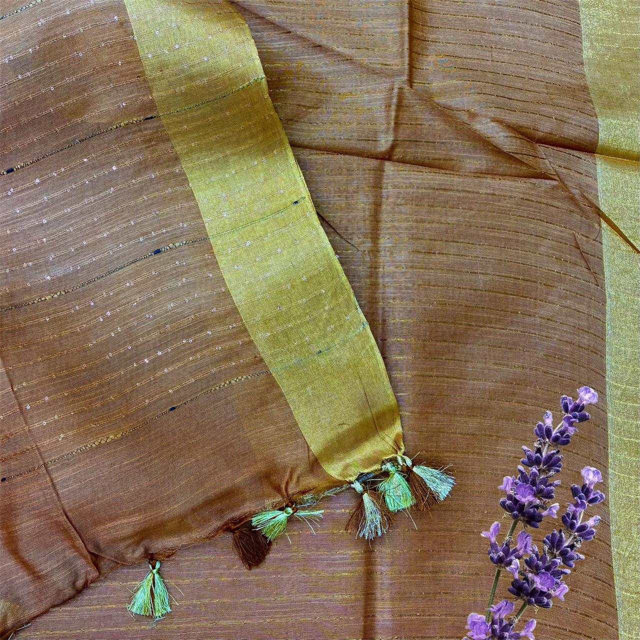 Bhagalpuri Stripes Sequence Pallu Saree #8
