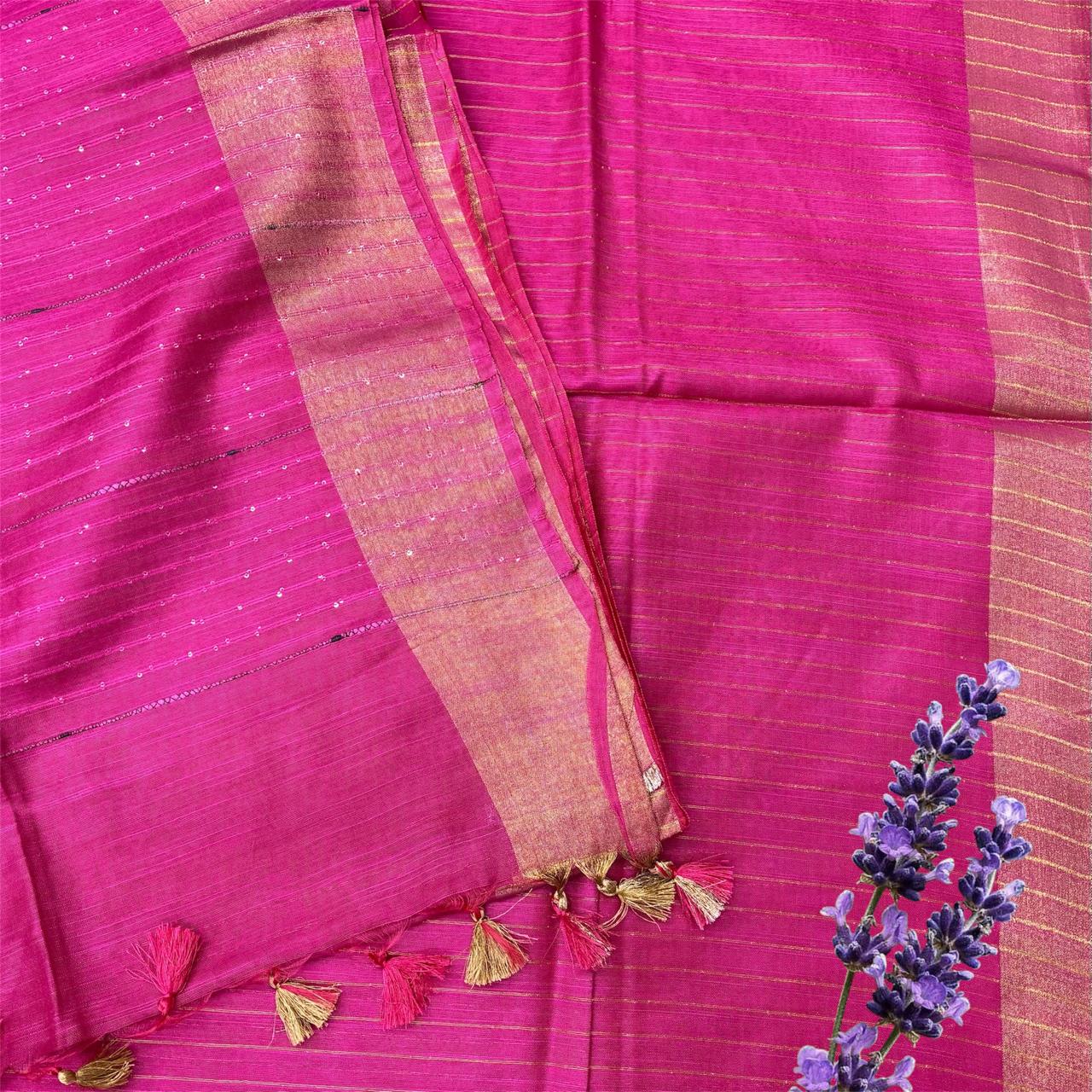 Bhagalpuri Stripes Sequence Pallu Saree #6