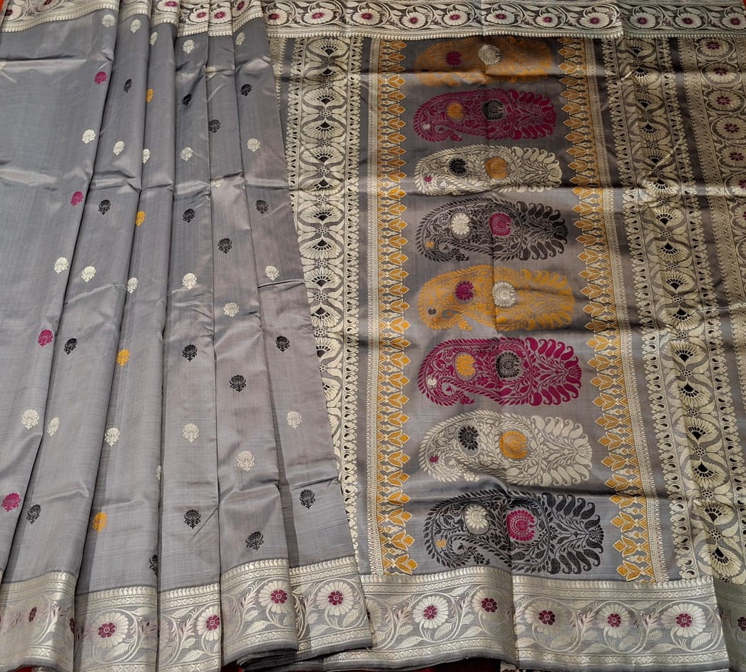 Revival Baluchari  Color Grey Saree