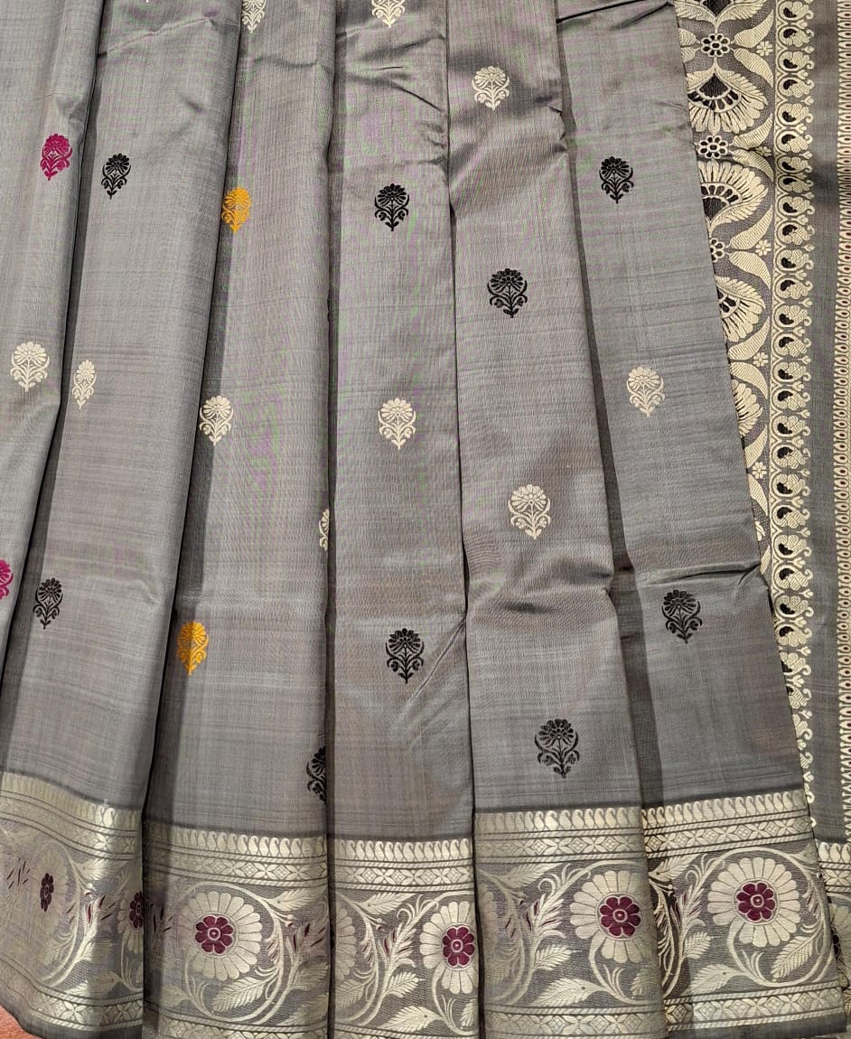 Revival Baluchari  Color Grey Saree