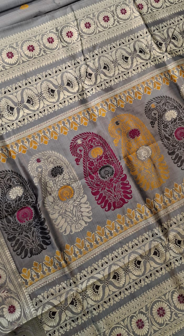 Revival Baluchari  Color Grey Saree