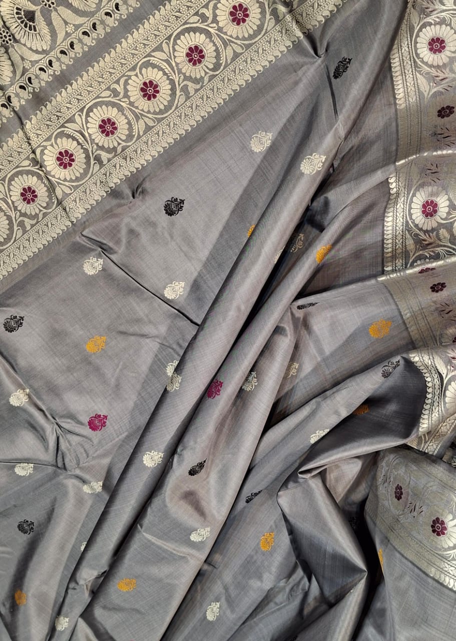 Revival Baluchari  Color Grey Saree