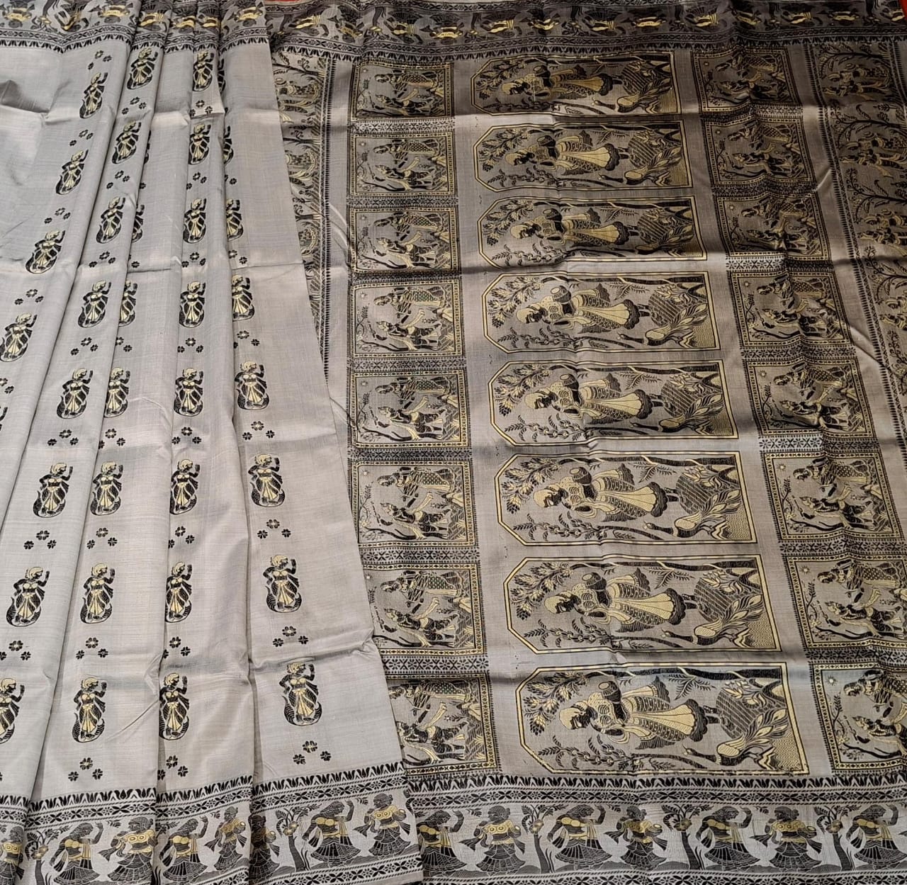 Figure motif Baluchari Color Grey Figure motif Baluchari Color Grey