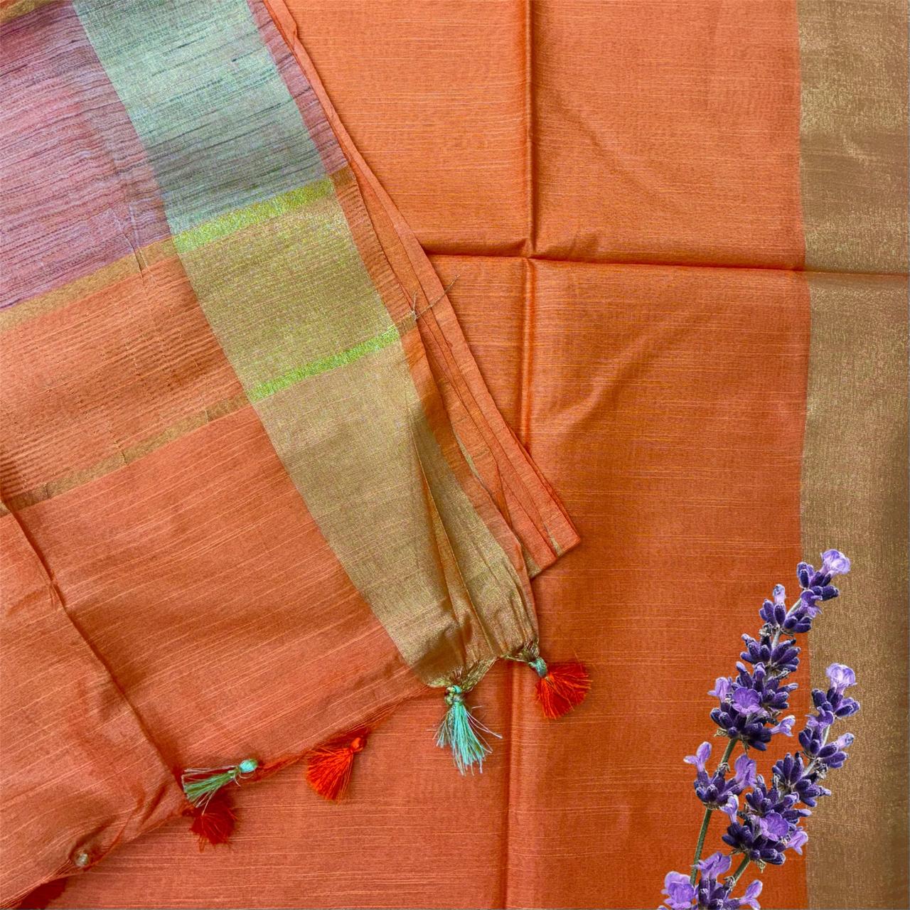 Bhagalpuri Silk Golden Border Saree #19