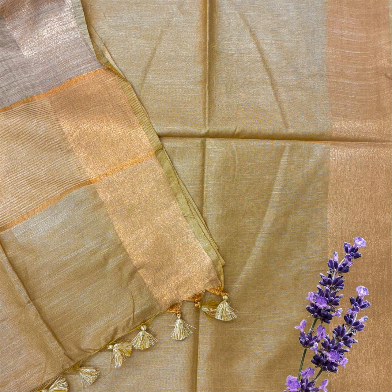 Bhagalpuri Silk Golden Border Saree #13