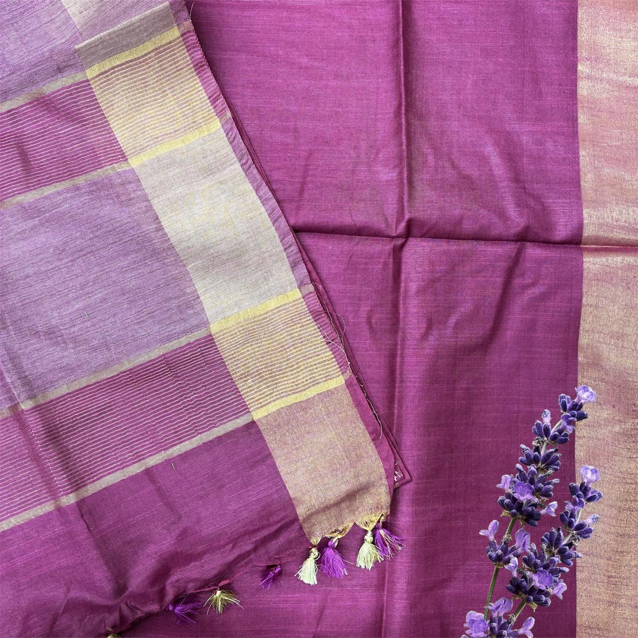 Bhagalpuri Silk Golden Border Saree #15